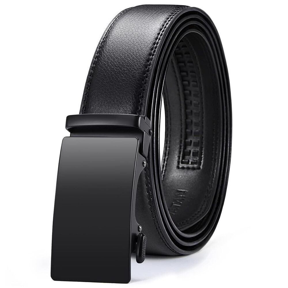 Leather Ratchet Belt for Men Adjustable Buckle Trim Fit